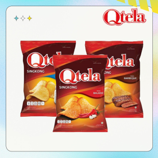 QTELA印尼原装 木薯片原辣味BBQ烧烤味休闲零食膨化食品175克袋装