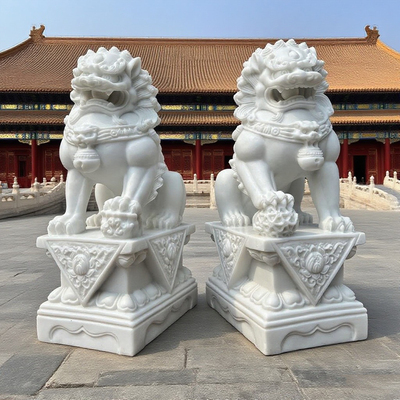 精雕口含可动球小石狮子一对石雕庭院装饰镇宅大门口看门摆件家用