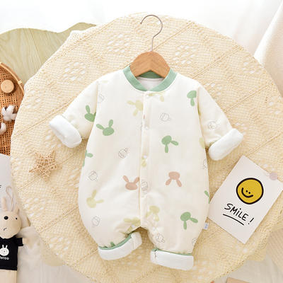 婴儿连体衣薄棉衣加厚保暖秋冬季