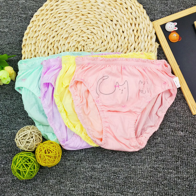 六条包邮全新津贝女孩小童中童大童女童纯棉卡通儿童花边三角内裤