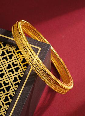 古法沙金镂空手镯男女轻奢