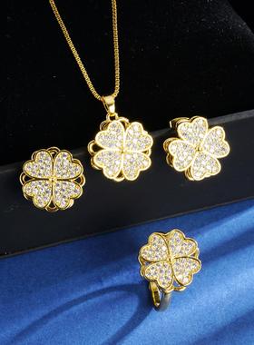 18K金四叶草首饰套装女款