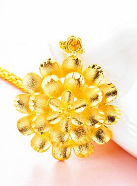 仿黄金喷砂玫瑰花吊坠｜欧币黄铜