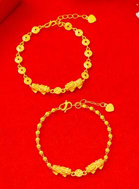 新款越南沙金女双貔貅佛珠手链沙金首饰时尚网红个性款