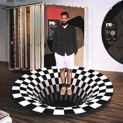 3D Vortex Illusion Rug Optical Carpet Floor Pad Mat 地毯垫