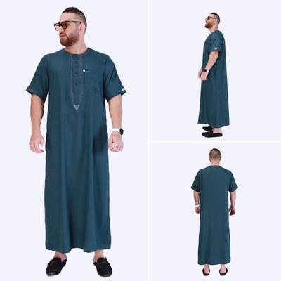 Men's clothing long cotton robe shirt abaya 大码圆领长袍