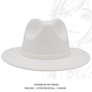 Men Women Fedora Hat 男女秋冬毛呢礼帽绅士爵士平檐毛毡大檐帽