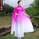 中国风礼服裙 舞台走秀演出大码 旗袍披肩长款 两件套2025新改良短袖
