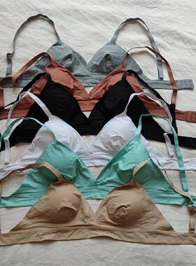 D34-08女外单无钢圈薄款冰丝夏季三角杯文胸内衣深V法式bralette