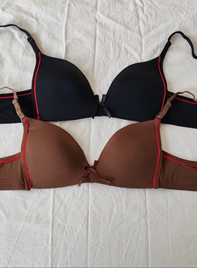 D12-04女式无钢圈薄款小码国内小胸AB杯少女双排扣基础文胸内衣