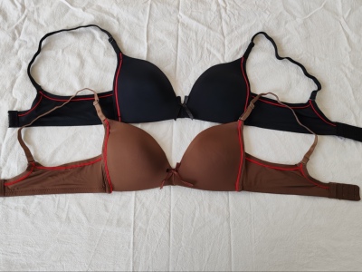 D12-04女式无钢圈薄款小码国内小胸AB杯少女双排扣基础文胸内衣