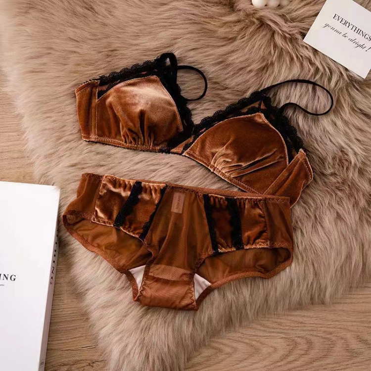 B11-28薄款少女文胸丝绒内衣胸罩bra套装性感一套无钢圈小码AB杯