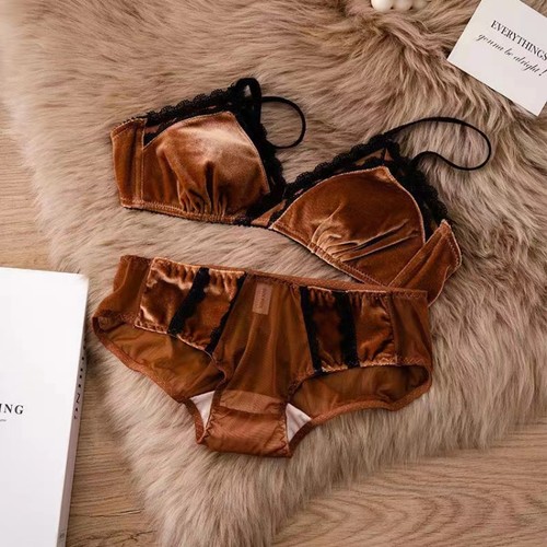 B11-28薄款少女文胸丝绒内衣胸罩bra套装性感一套无钢圈小码AB杯