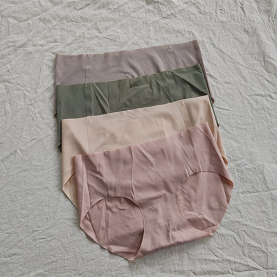 D21-24女式无痕冰丝舒适薄款中低腰少女学生内裤裤头底裤纯色