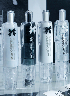 DIY蝴蝶结限定 台湾oval欧文透明按动笔形黑科技网红修正带学霸用涂改带创意改正带替换芯冷淡风黑白灰色官网