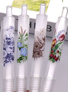 PLATINUM白金牌小爱豆限定款中性笔POD5学生用0.5考试黑笔针管头按动水笔洋风奶茶花草店猫头鹰芭比签字笔