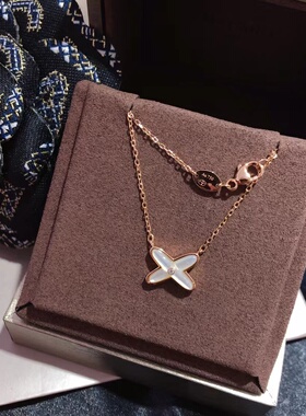 新款轻奢时尚Liens缘系交叉白贝母项链女ins小众diy锁骨链高级感