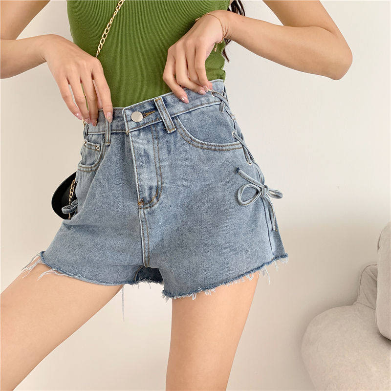 网红牛仔短裤女高腰春夏季新款显瘦阔腿百搭学生少女a字热裤女潮