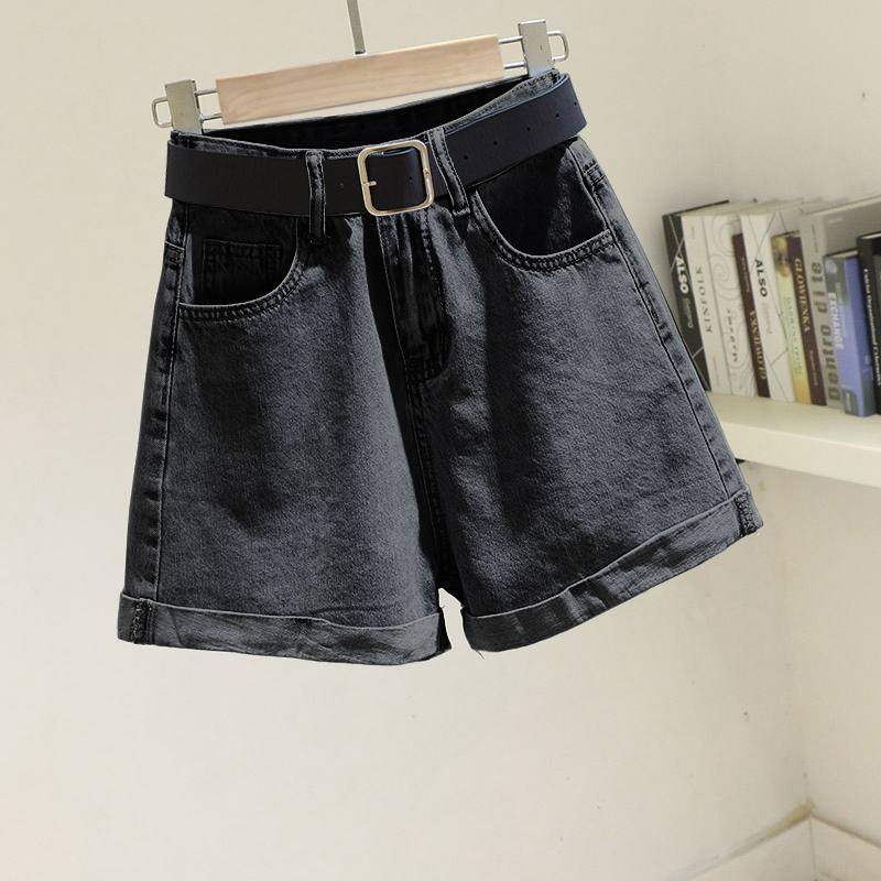 网红高腰牛仔短裤女2023夏季新款韩版宽松显瘦卷边阔腿a字热裤潮
