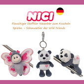 德国NICI专柜正品 毛绒玩具公仔钥匙扣冰箱贴 情侣爱心熊猫蝴蝶新品