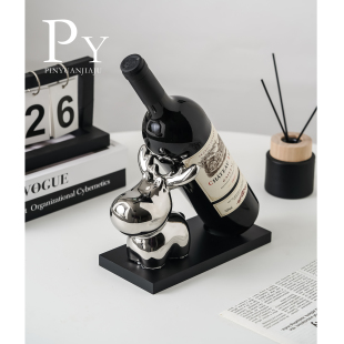 2025新款 饰客厅工艺品 鹿红酒架陶瓷摆件轻奢高档托酒柜乔迁搬家装