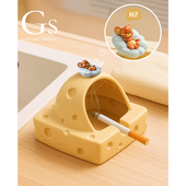 厕所大容量烟灰缸防灰飞高档2025新款 卫生间桌面收纳神器陶瓷家用