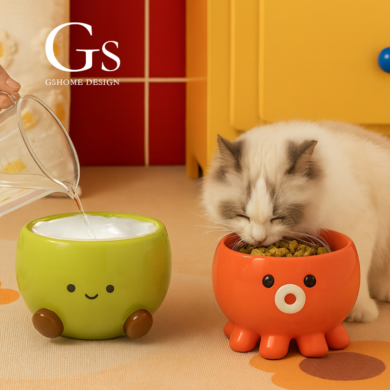 【热卖爆款】可爱猫碗陶瓷一对