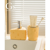 洗手乳液瓶高级精致可爱 按压式 卫生间刷牙杯洗漱套装 创意陶瓷欧式