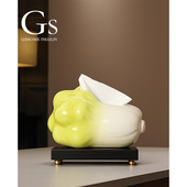 白菜纸巾盒陶瓷酒柜高端大气装 饰老板办公桌招财摆件乔迁开业礼物