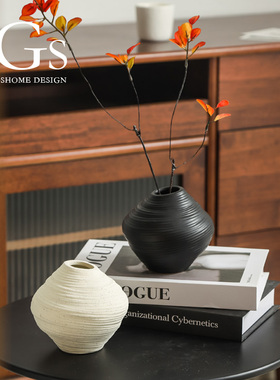 情绪稳定一对花瓶艺术感绝美复古仿真插花器中式客厅桌面摆件陶瓷