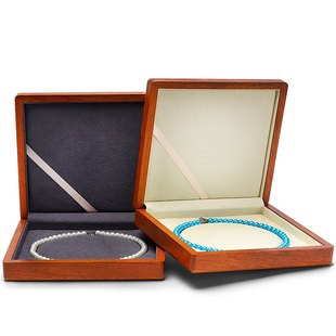 高档实木珍珠项链盒展示盒珠宝首饰盒礼物礼品盒饰品收纳包装盒