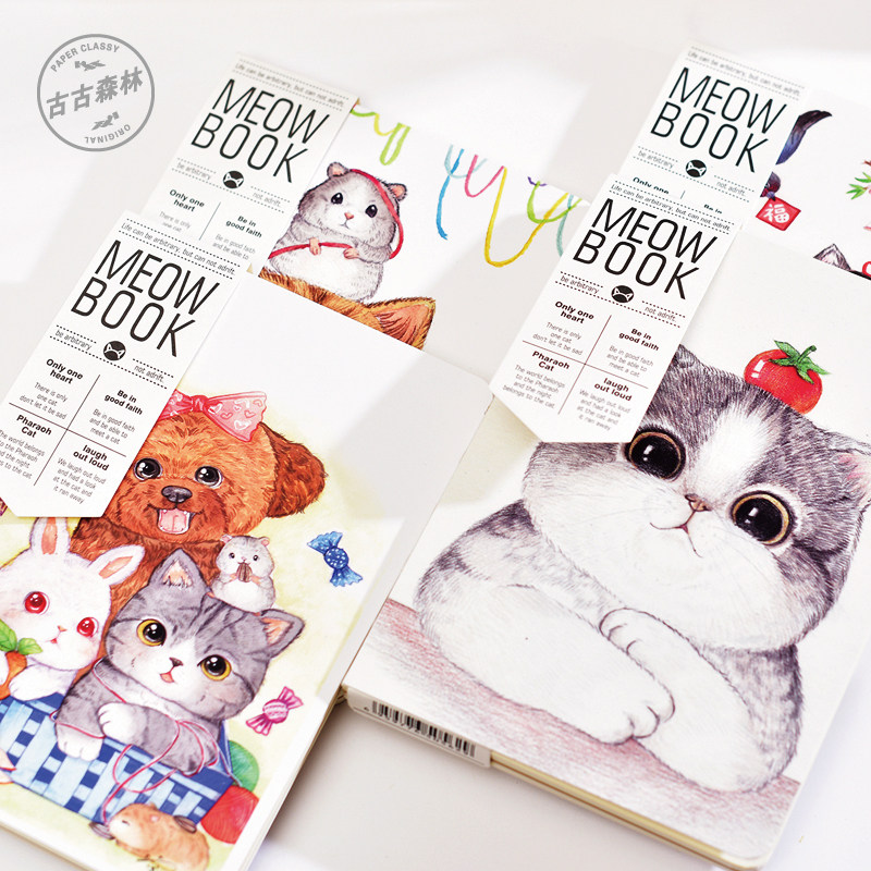 可爱猫咪图案记事本创意绘画写作notebook笔记空白页日记涂鸦本b6