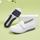 护士鞋 女软底舒适白色增高厚底不累脚平底防滑防臭夏季 真皮透气