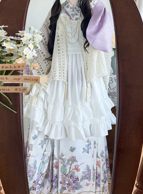 汉洋折衷风回小院原创汉服琵琶袖马面裙洛丽塔罩裙可爱汉元素套装