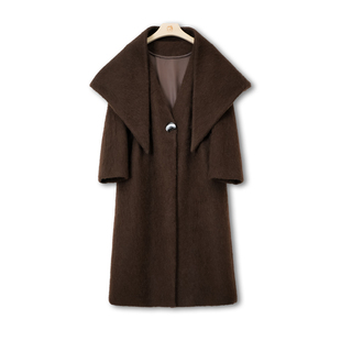 Invincible | 100牦牛绒拉绒 | 无领大围巾坎肩女士长款大衣外套