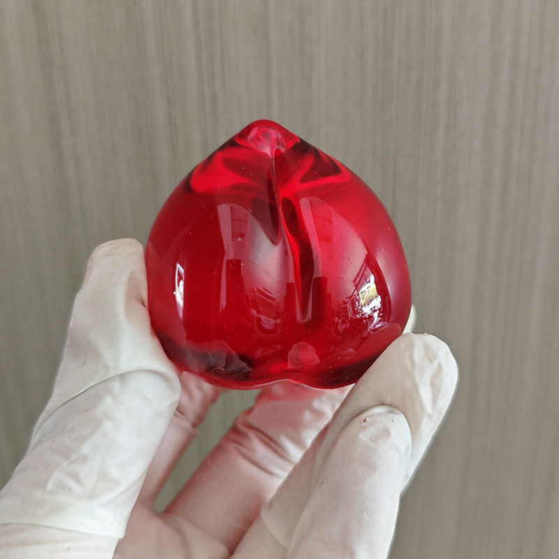 水晶小寿桃仿真水果车载书桌格柜装饰可爱小摆件送人好礼物直销