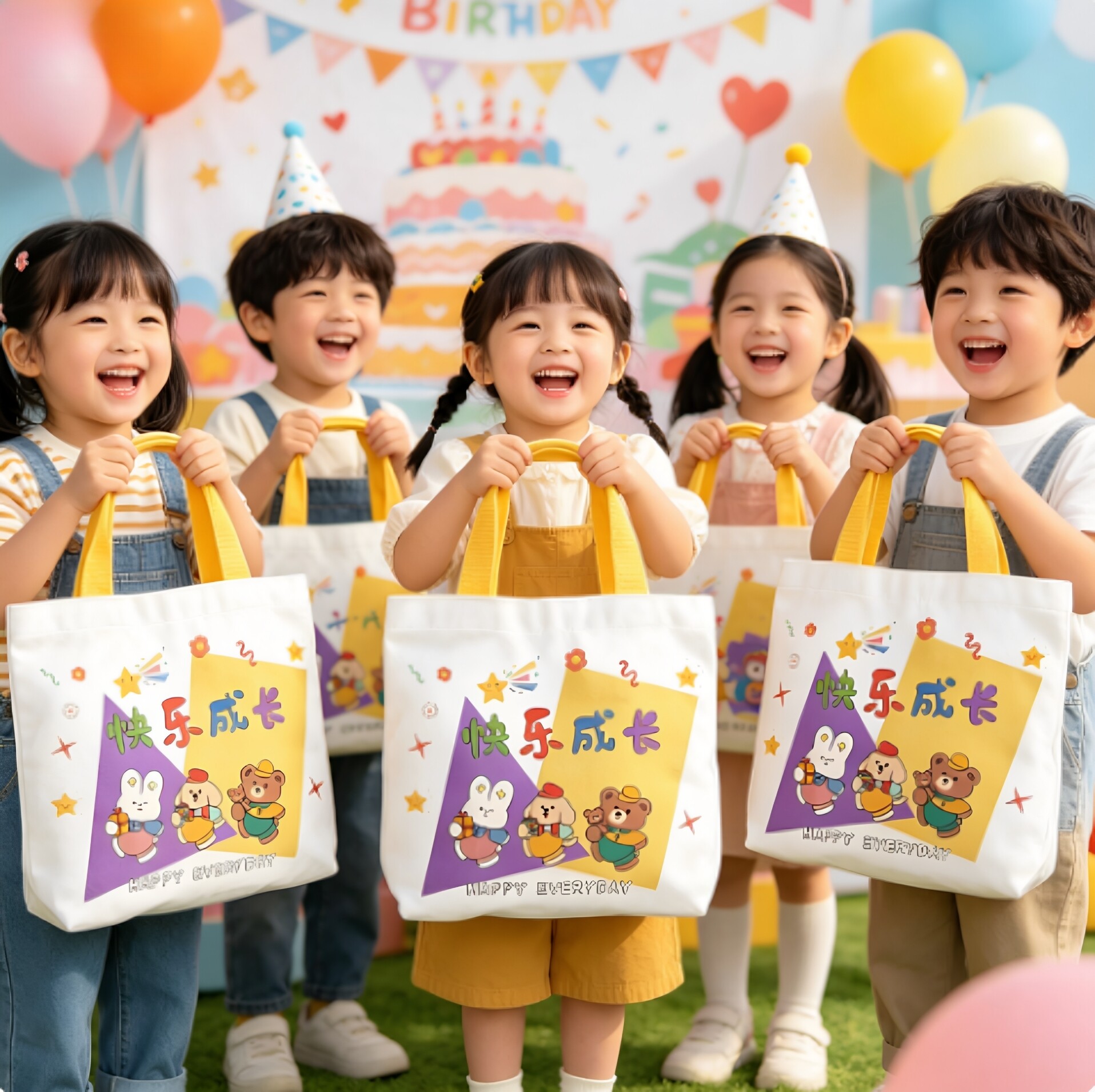 毕业季儿童手提袋幼儿园生日礼物礼品袋帆布包伴手礼袋卡通帆布袋