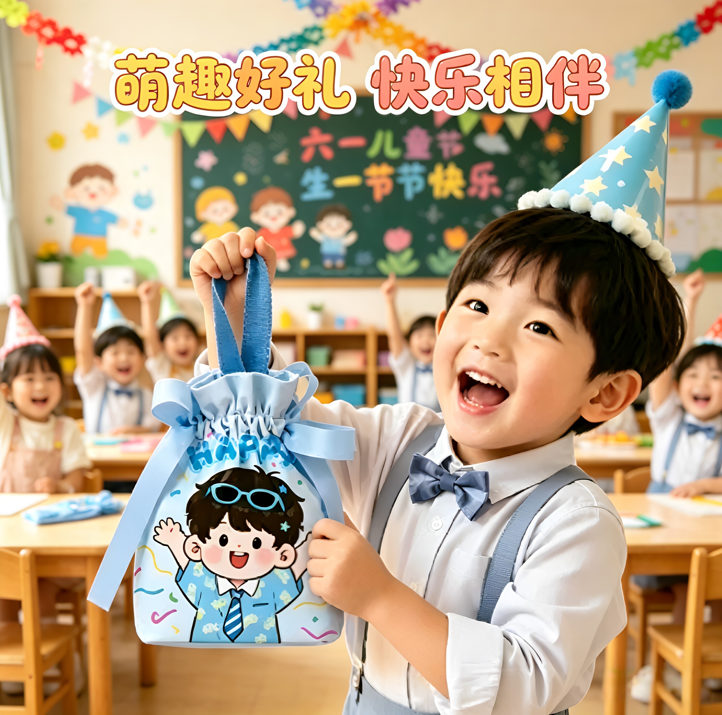 毕业小礼物儿童卡通抽绳束口礼袋