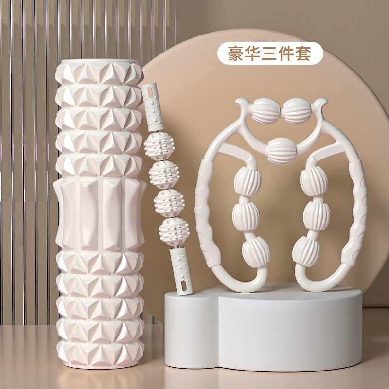 泡沫滚轴大小腿滚轮肌肉放松器练腿按摩瑜伽柱环形夹按摩棒3件套,运动/瑜伽/健身/球迷用品,泡沫轴,淘宝优惠券,粉丝福利购,淘宝优惠卷