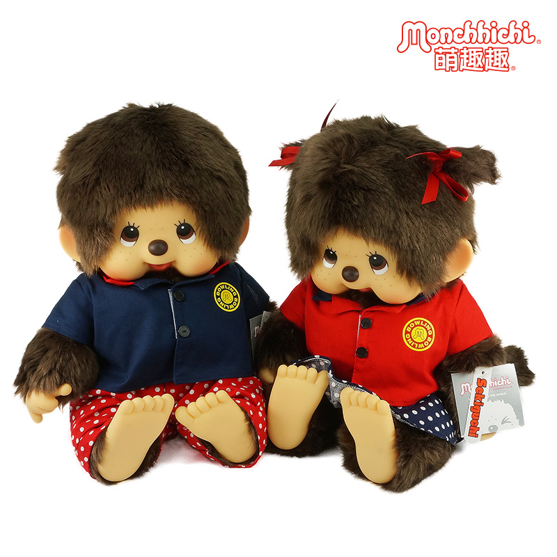 Monchhichi萌趣趣毛絨公仔軟頭T恤連衣裙女孩運動衫夏裝坐款30CM