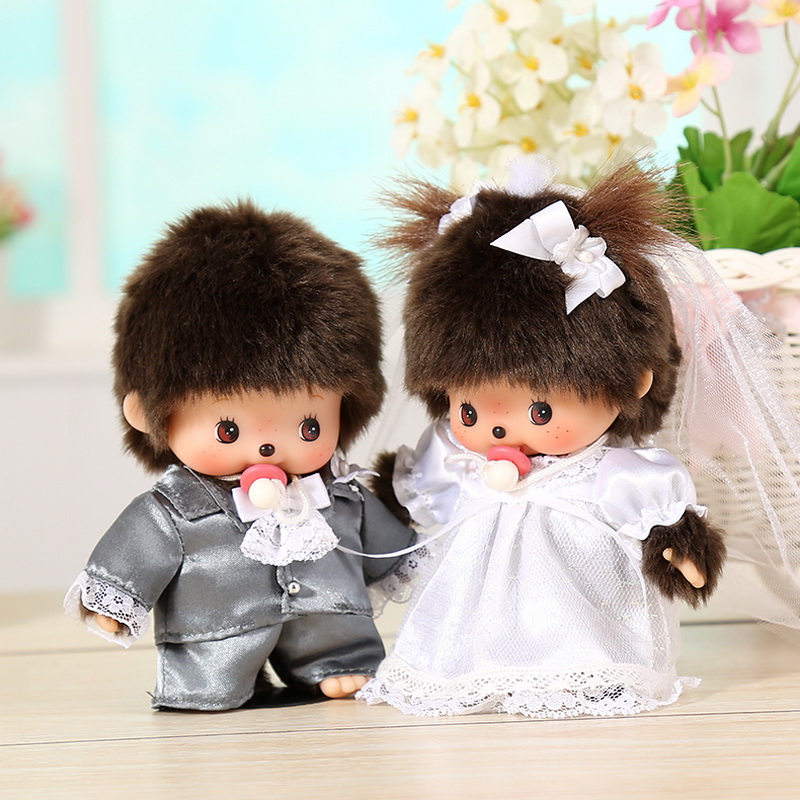 Monchhichi萌趣趣公仔娃娃毛絨西式結婚禮盒婚慶禮品禮物蜜月套裝