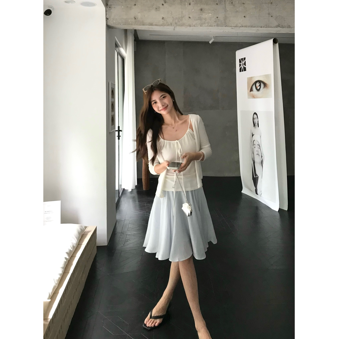 冰丝莱赛尔V领针织开衫防晒天丝图片