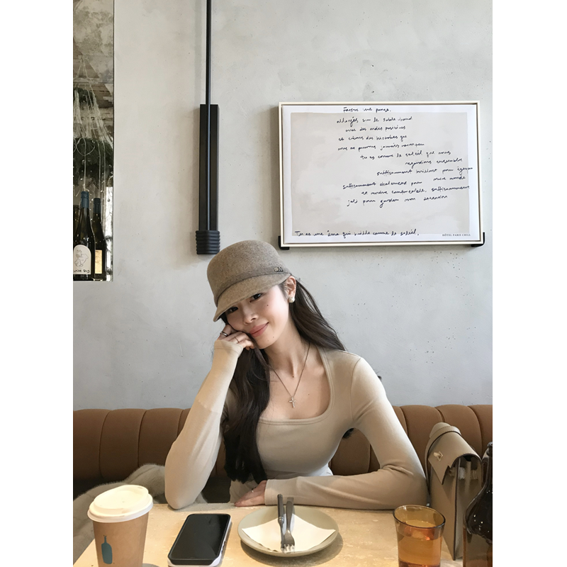 德绒带胸垫毛针织衫女内搭打底衫