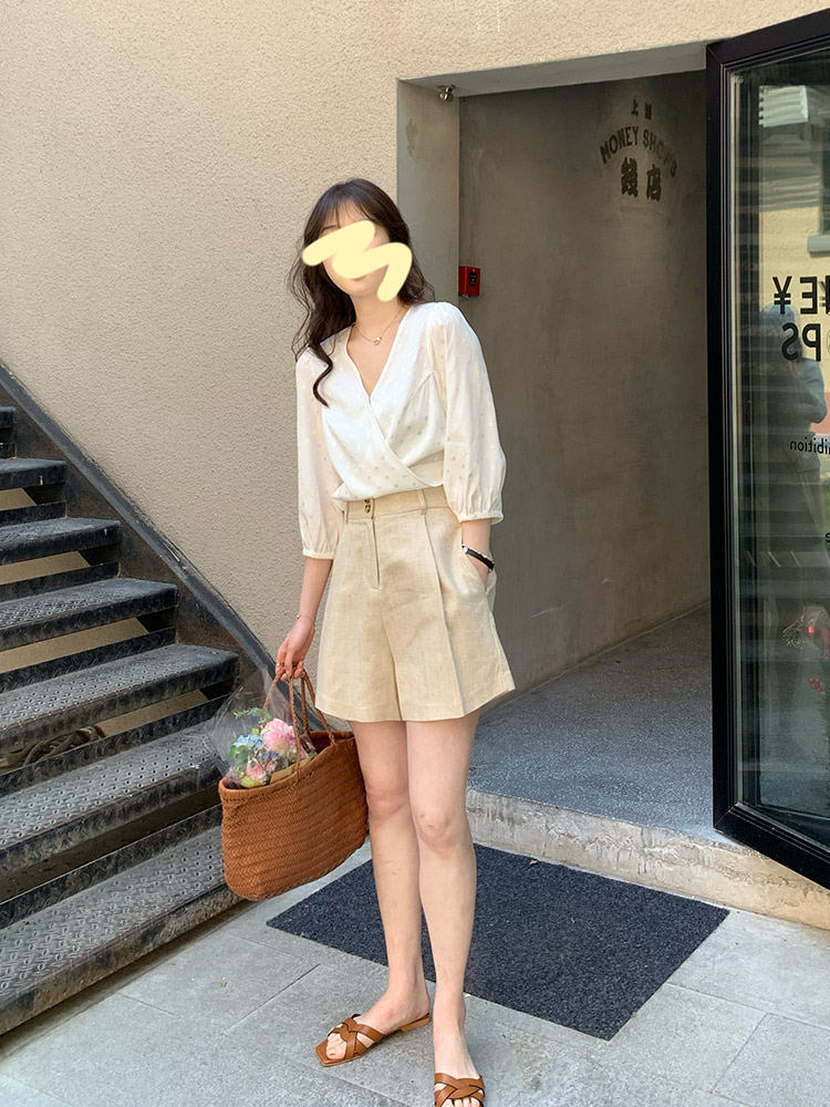 Clearance cotton linen suit shorts women's 2020 summer new Korean version loose high waist thin wide leg pants