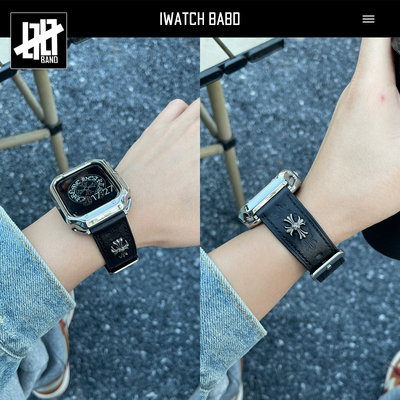 适用iwatch11手工真皮克罗心表带
