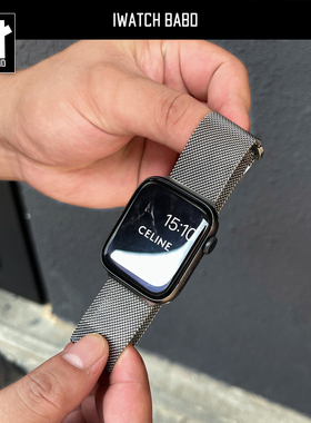 新款米兰尼斯半圆表带适用苹果手表s10金属ultra表带applewatch9