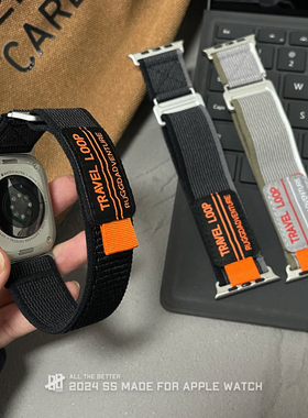 吕字扣野径尼龙表带适用iwatch46mm苹果手表S10applewatch9表带男