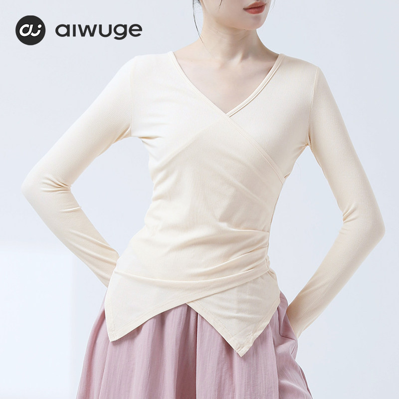 艾舞戈舞蹈上衣女中国舞形体服古典舞蹈服v领长短袖现代舞练功服