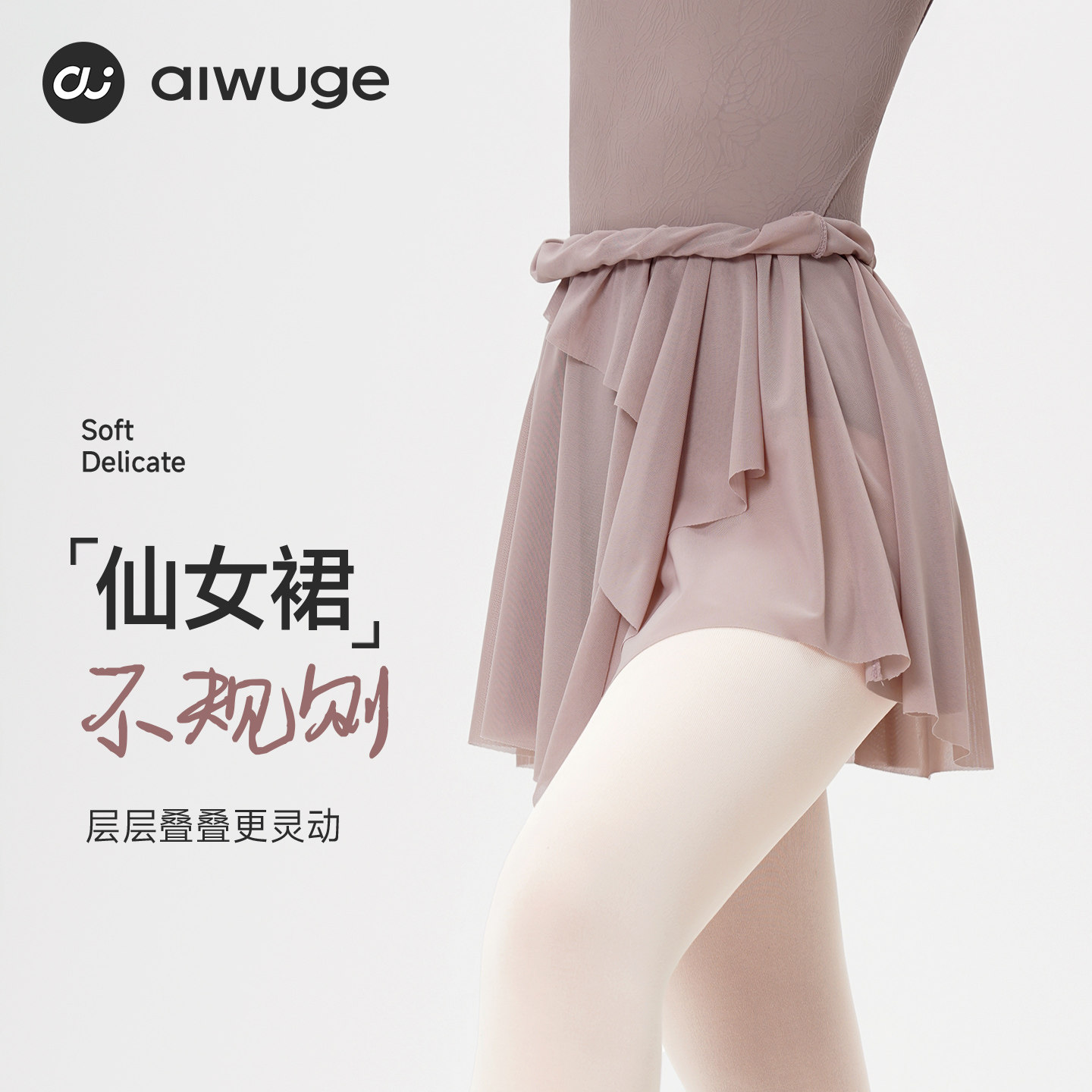 艾舞戈芭蕾舞裙练功裙女成人新款不规则网纱半身裙舞蹈服演出裙子