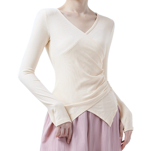 艾舞戈舞蹈上衣女中国舞形体服古典舞蹈服v领长短袖现代舞练功服